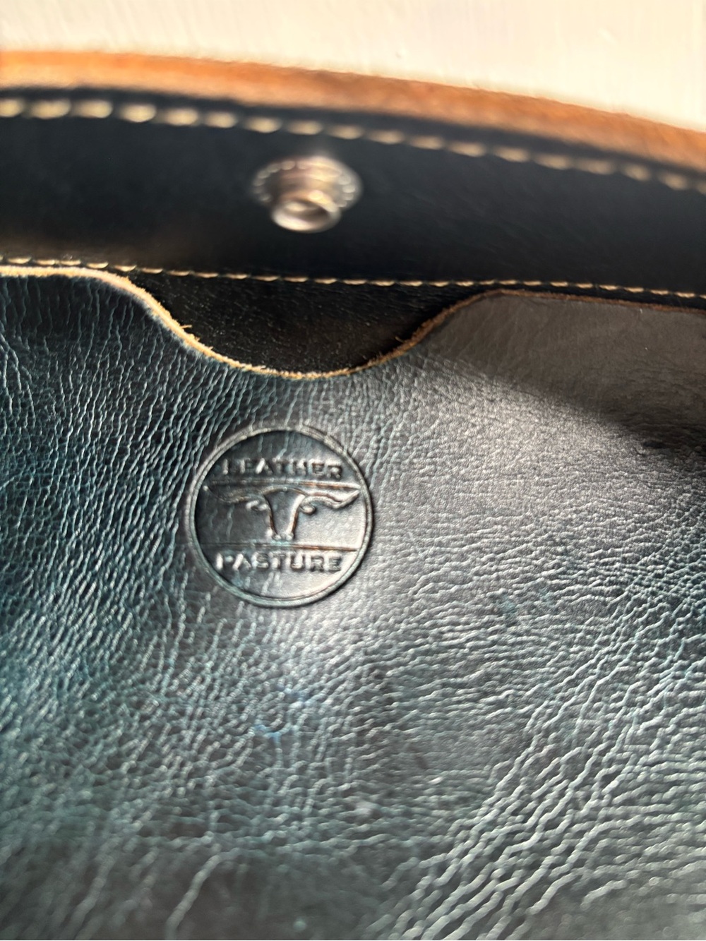 Black Leather Tote with Contrast Stitching - Picture 5 of 5